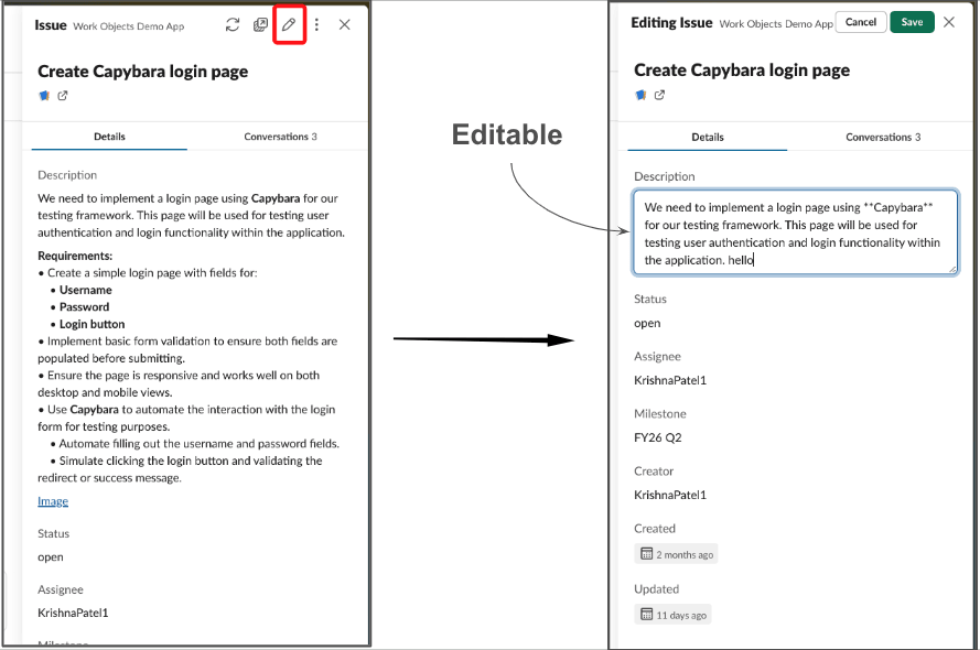 Flexpane editing